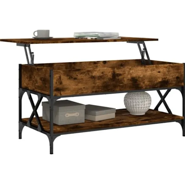 vidaXL Soffbord>Soffbord rökfärgad ek 100x50x50 cm konstruerat trä och metall
