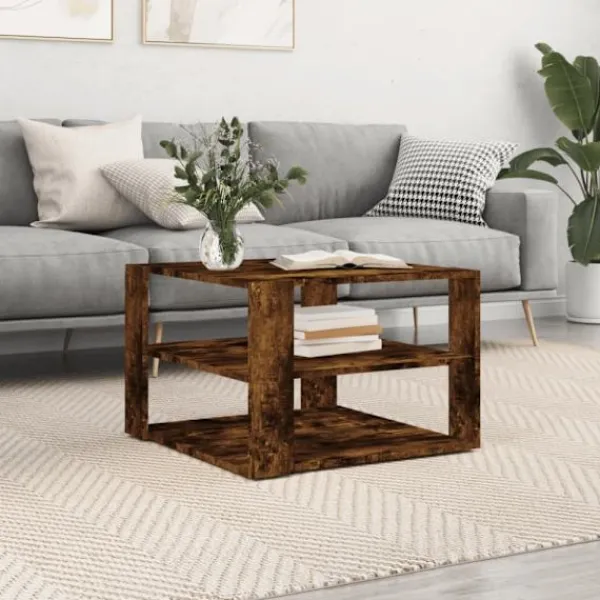 vidaXL Soffbord>Soffbord rökfärgad ek 58x58x40 cm konstruerat trä
