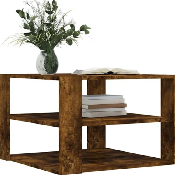 vidaXL Soffbord>Soffbord rökfärgad ek 58x58x40 cm konstruerat trä
