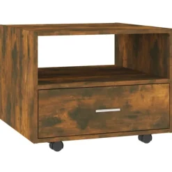 vidaXL Soffbord>Soffbord rökfärgad ek 55x55x40 cm konstruerat trä