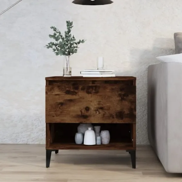 vidaXL Sängar>Soffbord rökfärgad ek 50x46x50 cm konstruerat trä