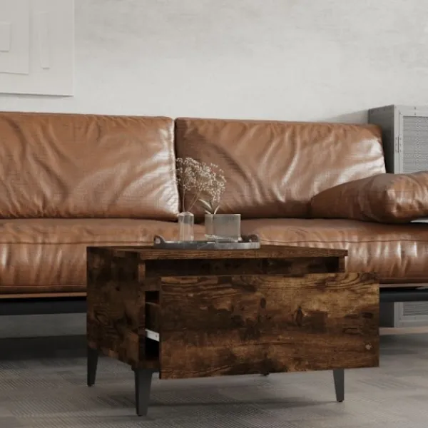 vidaXL Soffbord>Soffbord rökfärgad ek 50x46x35 cm konstruerat trä