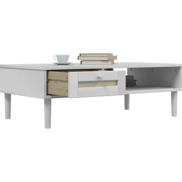 vidaXL Soffbord>Soffbord SENJA rottinglook vit 100x55x33 cm massivt trä