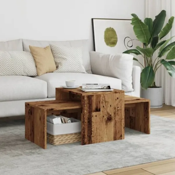vidaXL Soffbord>Soffbord set åldrat trä 100x48x40 cm konstruerat trä