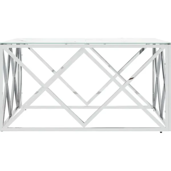 vidaXL Soffbord>Soffbord silver 80x80x40 cm rostfritt stål och glas