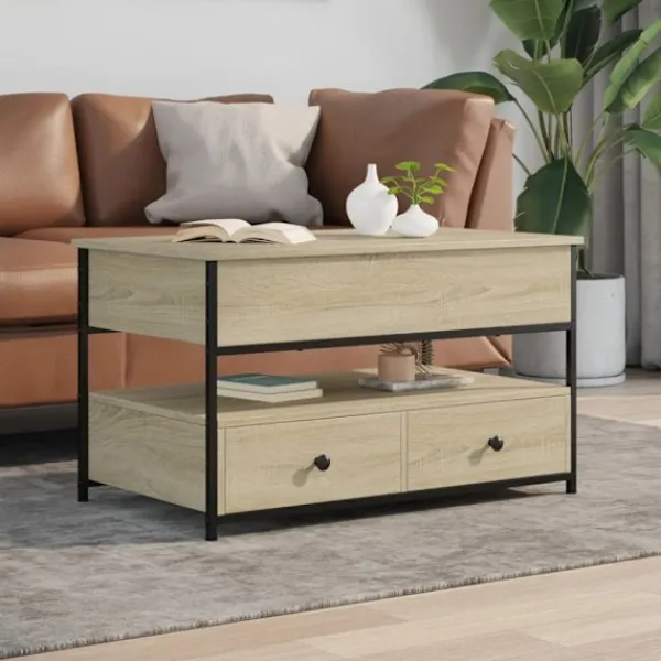 vidaXL Soffbord>Soffbord sonoma-ek 85x50x50 cm konstruerat trä och metall