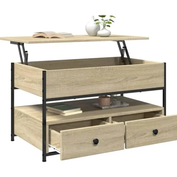 vidaXL Soffbord>Soffbord sonoma-ek 85x50x50 cm konstruerat trä och metall