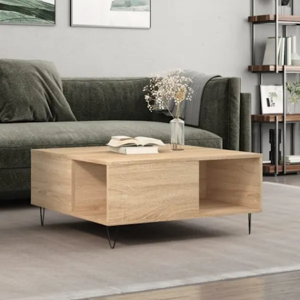 vidaXL Soffbord>Soffbord sonoma-ek 80x80x36,5 cm konstruerat trä