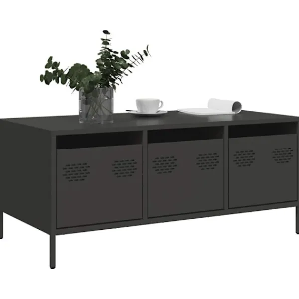 vidaXL Soffbord>Soffbord svart 101,5x50x43,5 cm kallvalsat stål