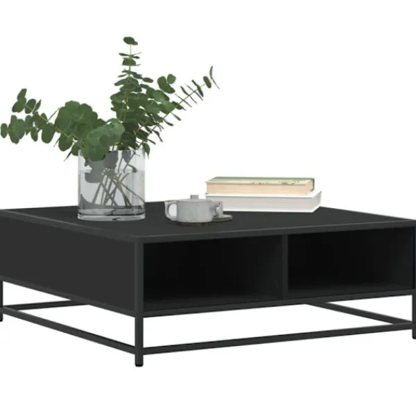 vidaXL Soffbord>Soffbord svart 80x80x30 cm konstruerat trä och metall