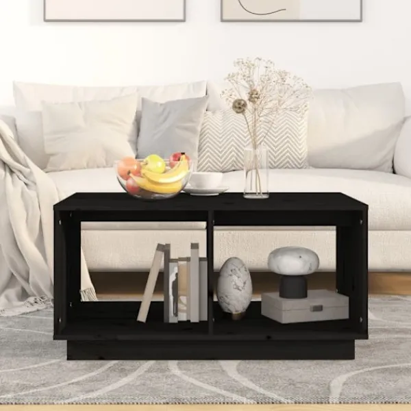 vidaXL Soffbord>Soffbord svart 80x50x40 cm massivt furu