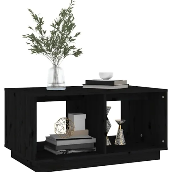 vidaXL Soffbord>Soffbord svart 80x50x40 cm massivt furu