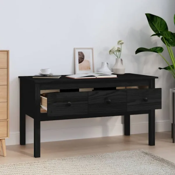 vidaXL Soffbord>Soffbord svart 102x49x55 cm massiv furu