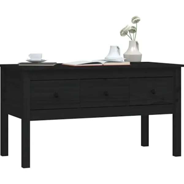 vidaXL Soffbord>Soffbord svart 102x49x55 cm massiv furu