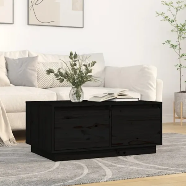 vidaXL Soffbord>Soffbord svart 80x50x35 cm massivt furu