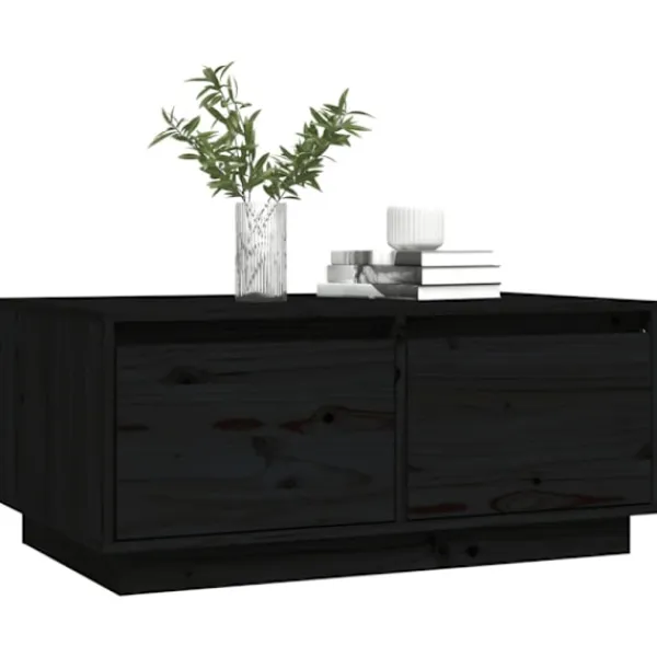 vidaXL Soffbord>Soffbord svart 80x50x35 cm massivt furu