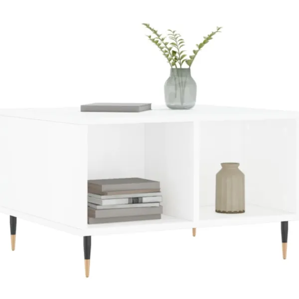 vidaXL Soffbord>Soffbord vit högglans 60x50x36,5 cm konstruerat trä