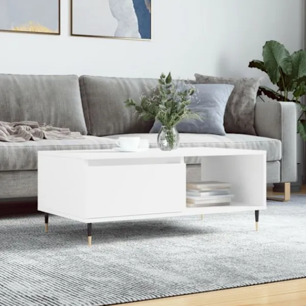 vidaXL Soffbord>Soffbord vit 90x50x36,5 cm konstruerat trä