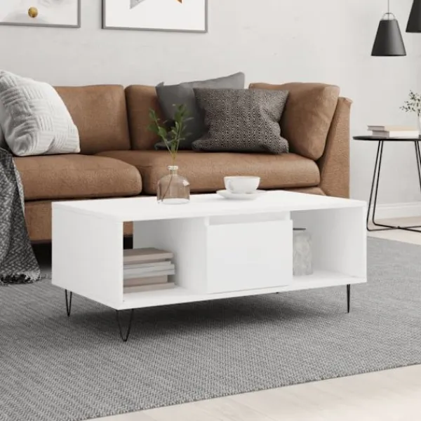 vidaXL Soffbord>Soffbord vit 90x50x36,5 cm konstruerat trä