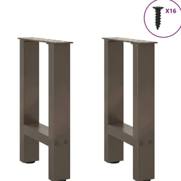 vidaXL Soffbord>Soffbordsben naturstål 2 st 28x(42-43) cm stål