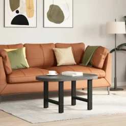 vidaXL Soffbord>Soffbordsben svarta 2 st 60x(42-43) cm stål