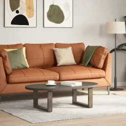 vidaXL Soffbord>Soffbordsben U-formade 2 st naturstål 50x(30-31) cm stål