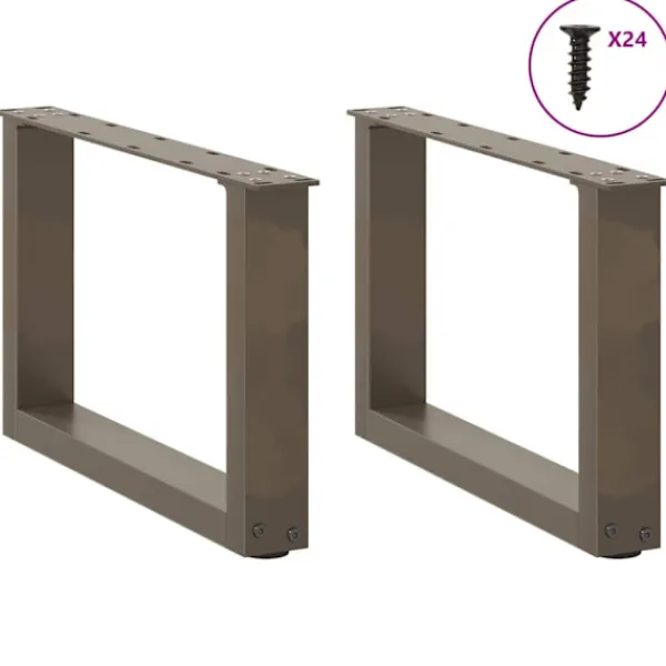 vidaXL Soffbord>Soffbordsben U-formade 2 st naturstål 50x(30-31) cm stål