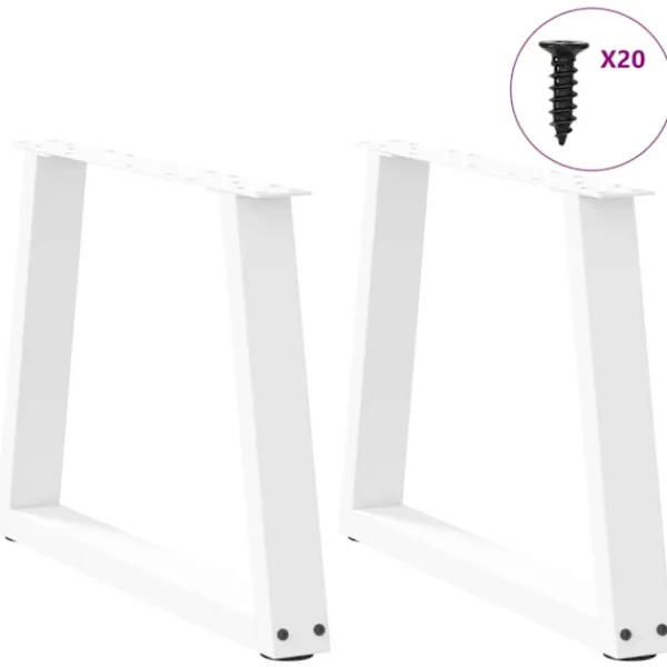 vidaXL Soffbord>Soffbordsben V-formade 2 st vita 50x(42-43,3) cm stål