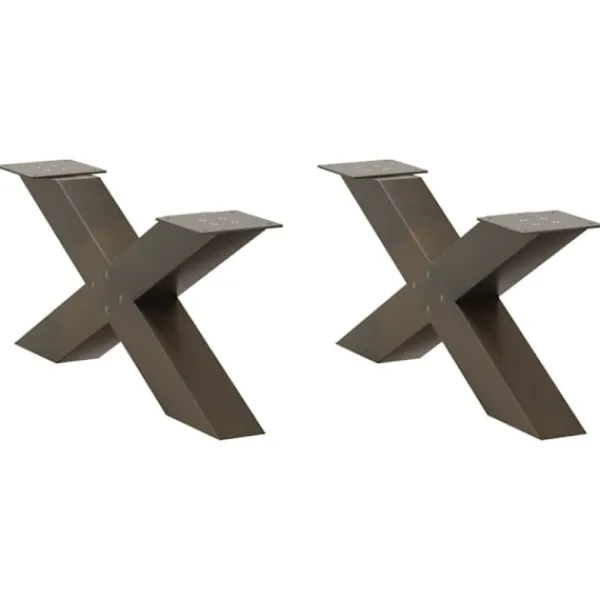 vidaXL Soffbord>Soffbordsben X-formade 2 st naturstål 70x(30-31) cm stål