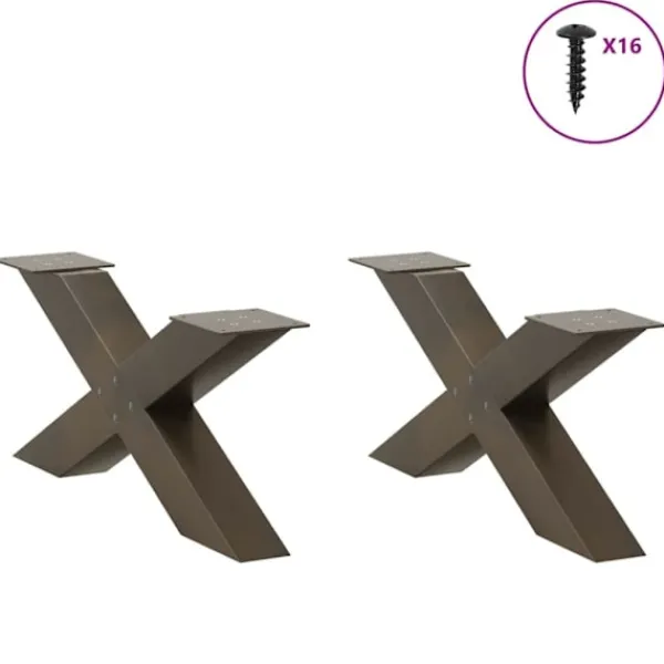 vidaXL Soffbord>Soffbordsben X-formade 2 st naturstål 70x(30-31) cm stål