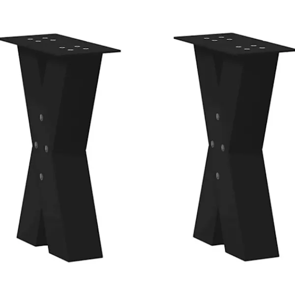 vidaXL Soffbord>Soffbordsben X-formade 2 st svarta 28x(42-43) cm stål