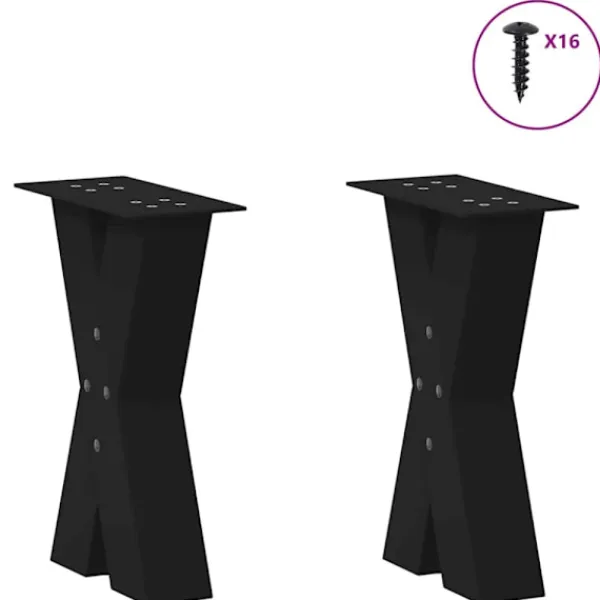 vidaXL Soffbord>Soffbordsben X-formade 2 st svarta 28x(42-43) cm stål