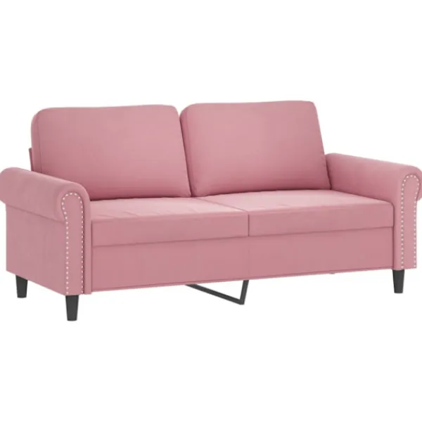 vidaXL Soffor>Soffgrupp med dynor 3 delar rosa sammet