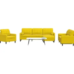 vidaXL Soffor>Soffgrupp med dynor och bolster 4 delar gul sammet
