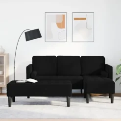 vidaXL Soffor>Soffset med kudde 2 pcs Svart Polyester