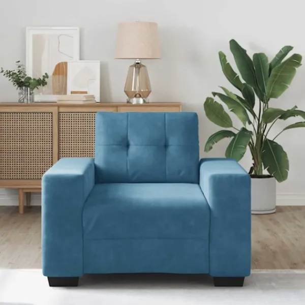vidaXL Fåtöljer>Soffstol blå 60 cm sammet