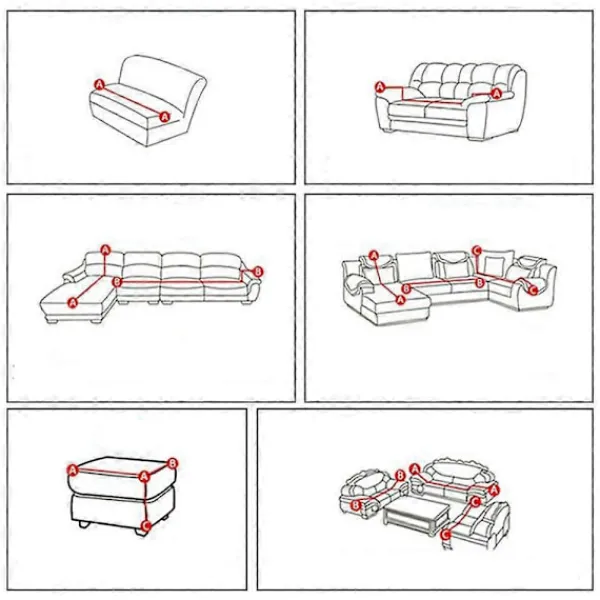 Soffor>Sofföverdrag, elastiskt stretchöverdrag för soffa, för 1-sits. L-formad hörnsoffa kräver två