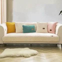 Soffor>Sofföverdrag sammet, mjukt sofföverdrag L-form, halkfritt soffskydd, Mysigt sofföverdrag, hörnsofföverdrag, soffskydd för hundar Beige 70*180cm