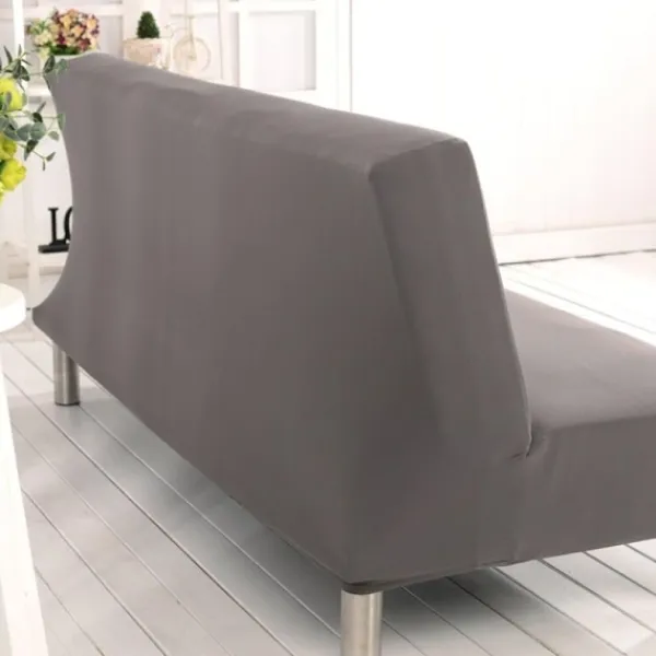 Soffor>Sofföverdrag utan armstöd, stretchigt futonöverdrag för 2-sits, skydd av lös möbel med elastisk botten (grå)