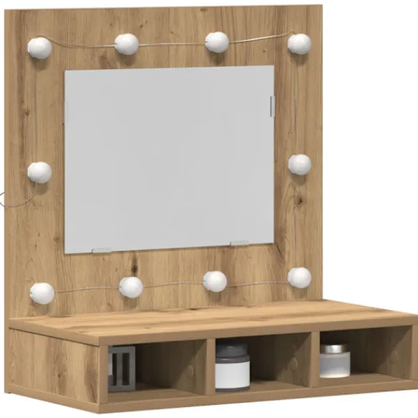 vidaXL Sminkbord>Spegelskåp artisan ek 62 x 31,5 x 62 cm Konstruerat trä