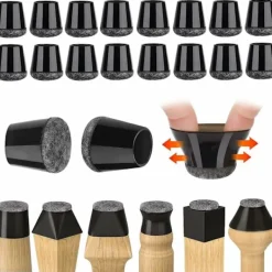Stolar>Stolsbenskydd 16-pack Små stolsglidande svarta silikongolvskydd med filtplattor för trä- och kakelgolv Tysta (14-20 mm)