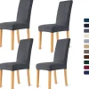 Stolar>Stolsöverdrag för matstolar, hög stretch sammet matstolsskydd, set om 4, mörkgrå stolsöverdrag för kök, hotell, bröllop, fest, 4 st