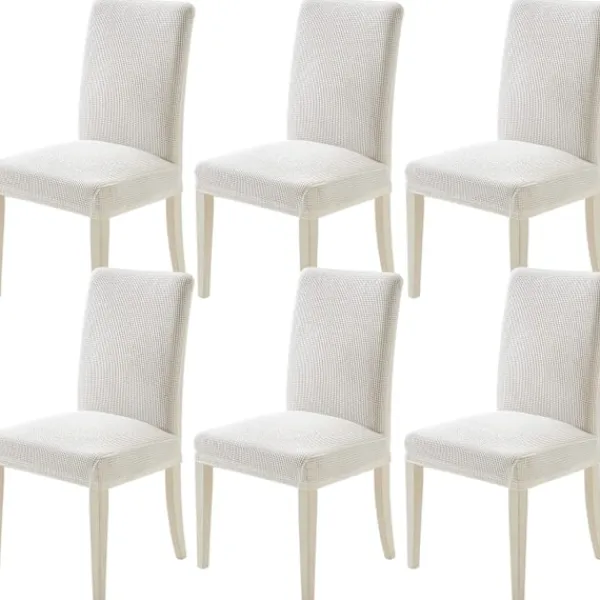 Stolar>Stolsöverdrag Modernt Matsalsstolsöverdrag Inomhus Stretch Vit Stolsöverdrag 6-pack Sittskydd C