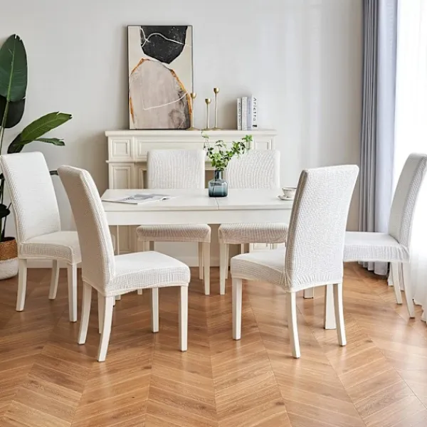 Stolar>Stolsöverdrag Modernt Matsalsstolsöverdrag Inomhus Stretch Vit Stolsöverdrag 6-pack Sittskydd C