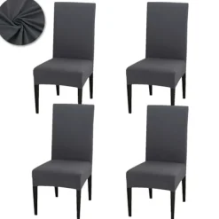Stolar>Stolsöverdrag 4-pack, matstolsöverdrag, Universal Stretch stolsöverdrag, bröllopsstolsöverdrag mörkgrå
