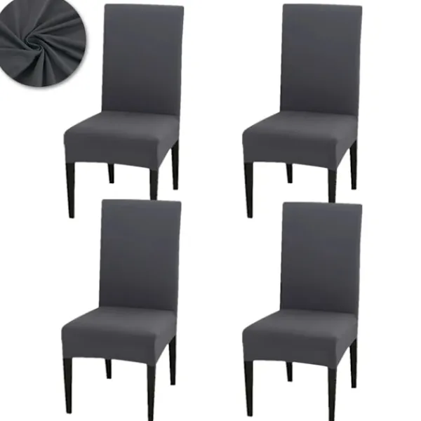 Stolar>Stolsöverdrag 4-pack, matstolsöverdrag, Universal Stretch stolsöverdrag, bröllopsstolsöverdrag mörkgrå