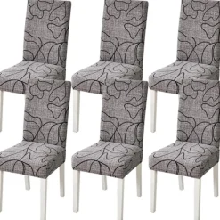 Stolar>Stolsöverdrag, 6-pack, Stretchbara, Avtagbara, Tvättsbara, Korta, Skydd för Matstolsdynor, för Hotell, Matrum, Ceremonier