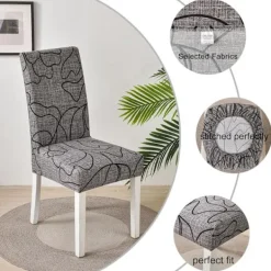 Stolar>Stolsöverdrag, 6-pack, Stretchbara, Avtagbara, Tvättsbara, Korta, Skydd för Matstolsdynor, för Hotell, Matrum, Ceremonier