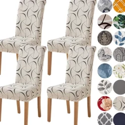 Stolar>Stolsöverdrag, 4-pack, Stretchbara, Avtagbara, Tvättsbara, Korta, Skydd för Matstolsdynor, för Hotell, Matrum, Ceremonier