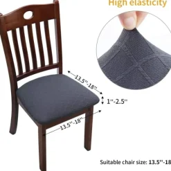 Stolar>Stolsöverdrag Set om 4 Universal Avtagbart Elastiskt Stretch Överdrag för Dekoration Hem Hotell Ceremoni Bröllop (Mörkgrå, 4)